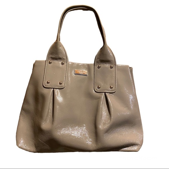 Kate Spade Tote Handbag Purse Gray Patent Leather - Picture 1 of 9
